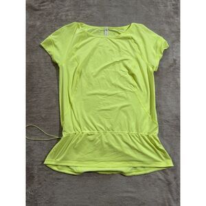 Lucy Active‎ Shirt Womens Speed Seeker Yellow Laser Cut Peplum Top Running Sz M